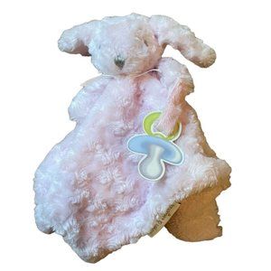 Blankets and Beyond Pink Lovey Plush Bunny Security Blanket Soft Swirls Pacifier